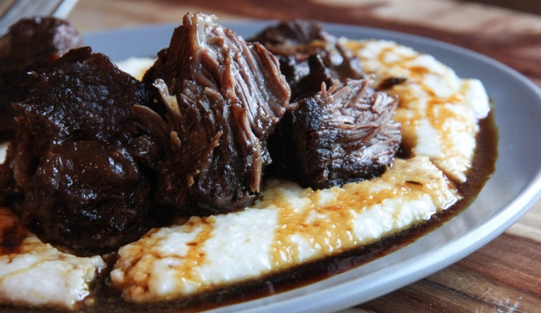 beer braised pork cheeks