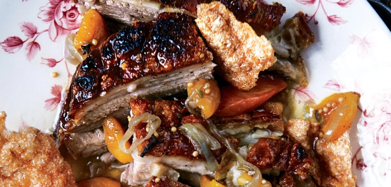 beer braised pork belly