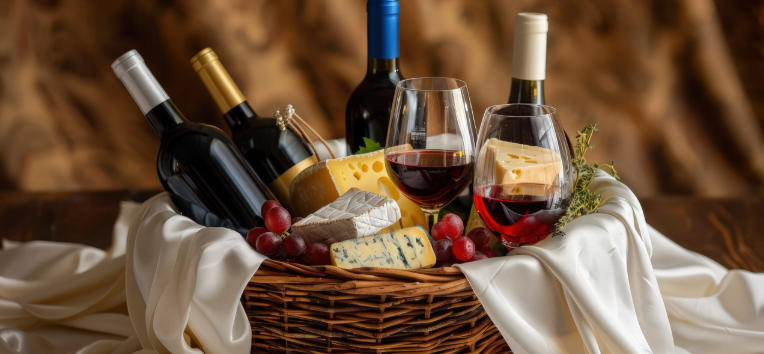 luxury cheese and wine hampers