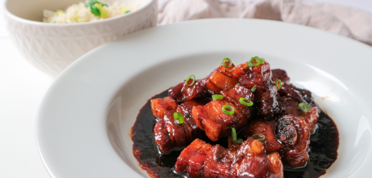 braised pork belly with bok choy