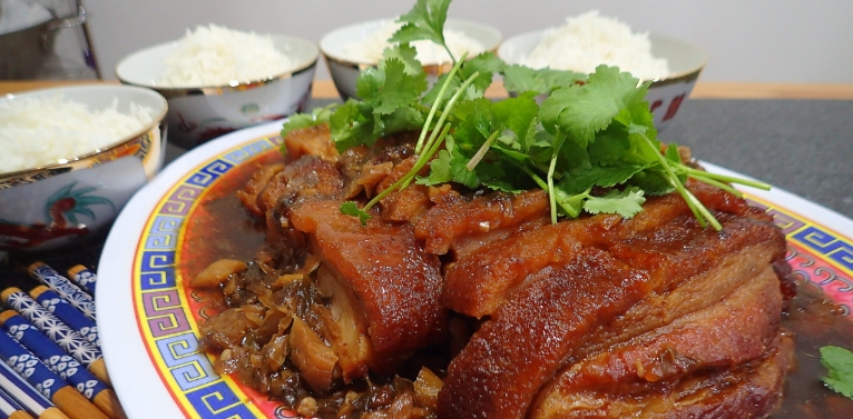 braised pork belly with mui choy recipe