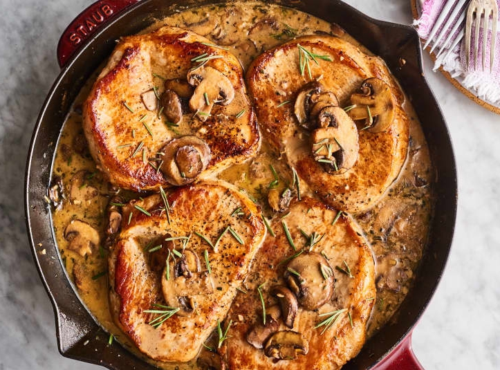 braised pork chops with mushrooms