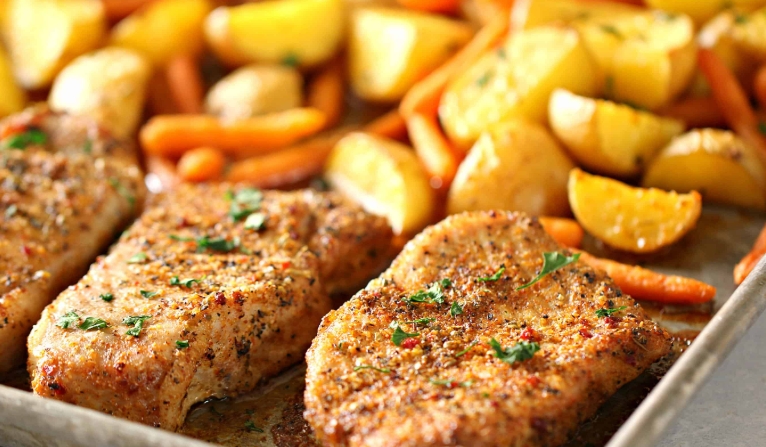 braised pork chops with vegetables