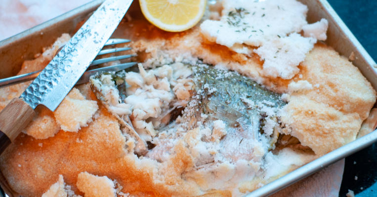 sea bass baked in salt crust