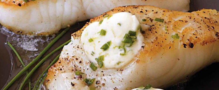 roasted seabass with garlic butter