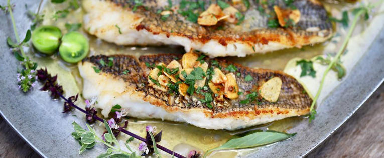 baked whole seabass with citrus butter