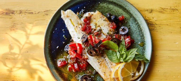 whole baked seabass with herbs