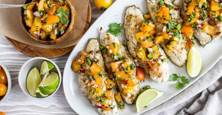 baked sea bass with vegetables mix